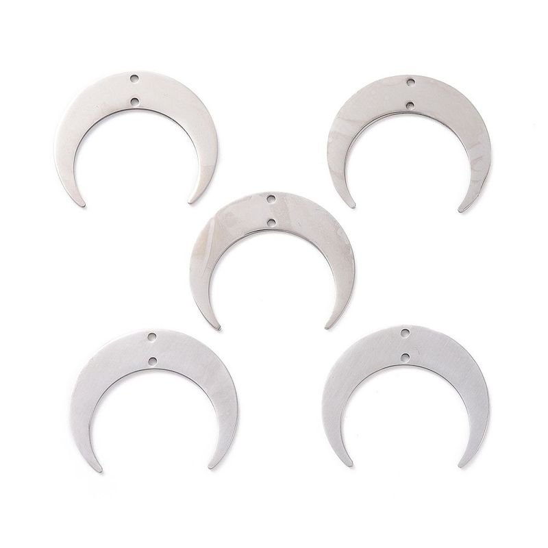 Stainless Steel Crescent Moon Pendant/Connector, 26x30mm Stainless Steel Crescent Moon Pendant/Connector, 26x30mm