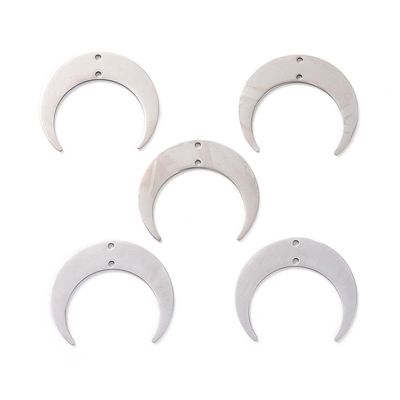 Stainless Steel Crescent Moon Pendant/Connector, 26x30mm