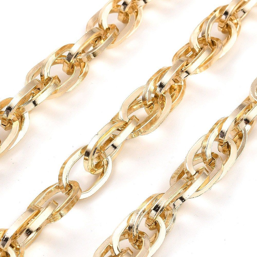 Chunky Aluminium Chain in Light Gold, 19x12x2mm, 1 Metre
