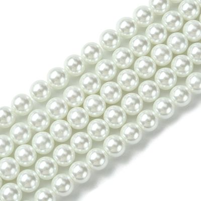 8mm Glass Pearls in White, 1 Strand