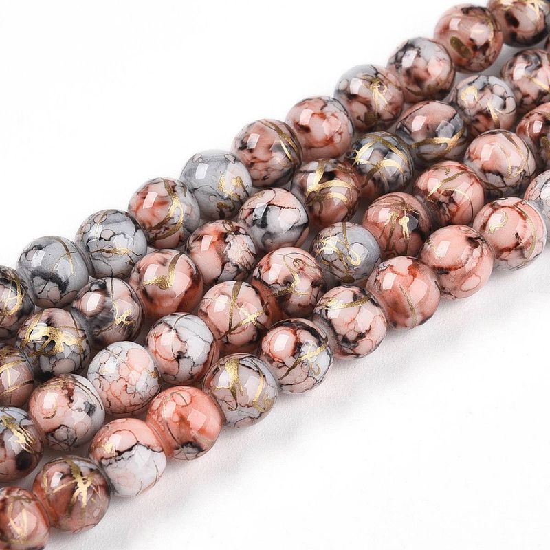 Painted Glass Beads, Chocolate Mix, 6mm