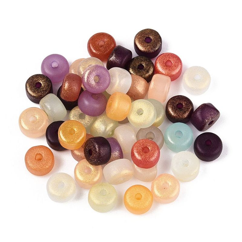 Painted Glass Rondelle Beads, Mixed, 6x4mm