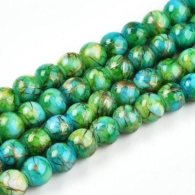 Painted Glass Beads, Sea Green Mix, 6mm