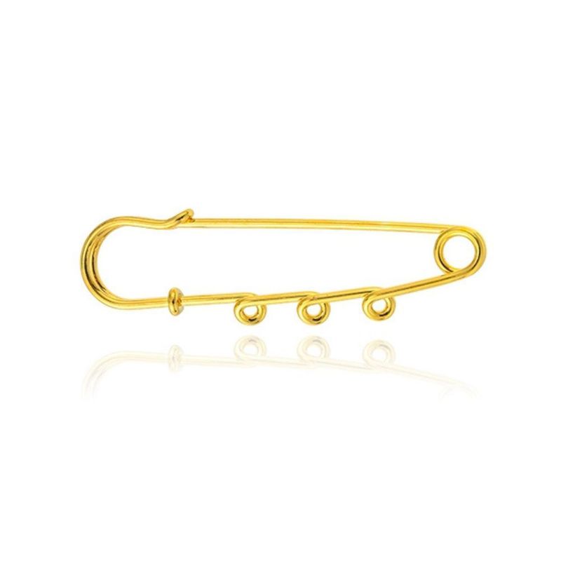 Stainless Steel Gold Brooch Pins, 3 Loops, 64x15mm