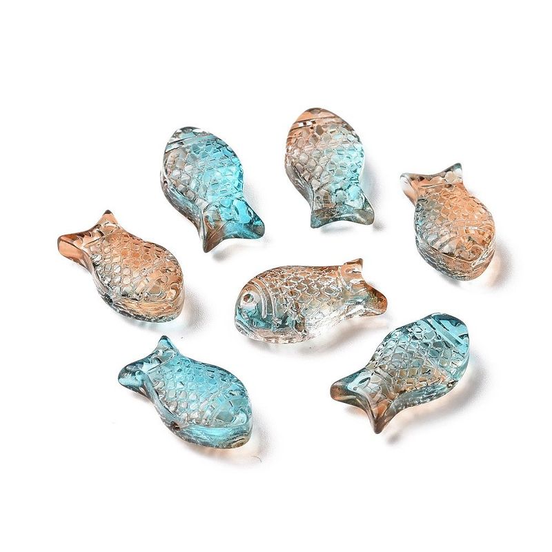 2 x Glass Fish Beads, 15x8x5mm