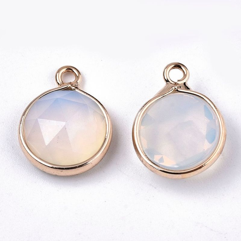 Opalite Pendant with Gold Frame, 14x11x5mm