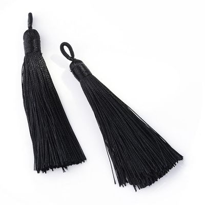 Tassel Pendant in Black, 80-90mm