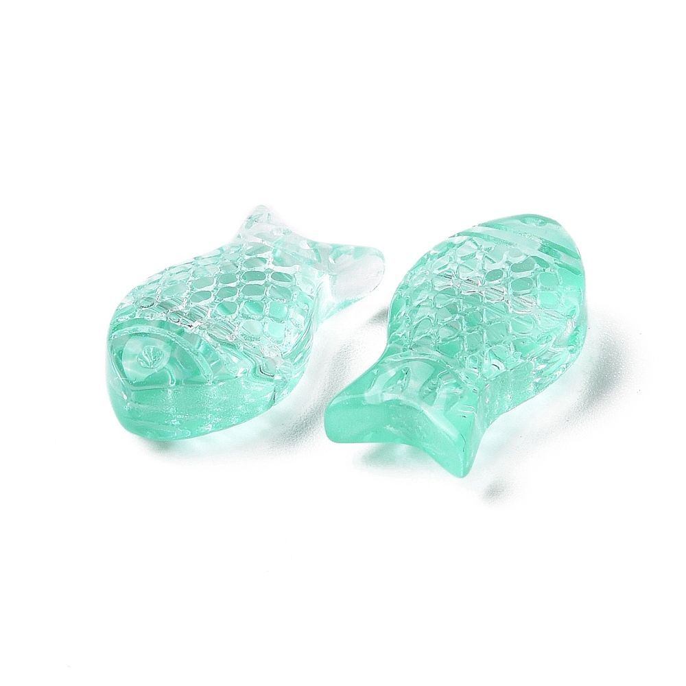 10 x Glass Fish Beads, Aquamarine, 15x8x5mm 10 x Glass Fish Beads, Aquamarine, 15x8x5mm