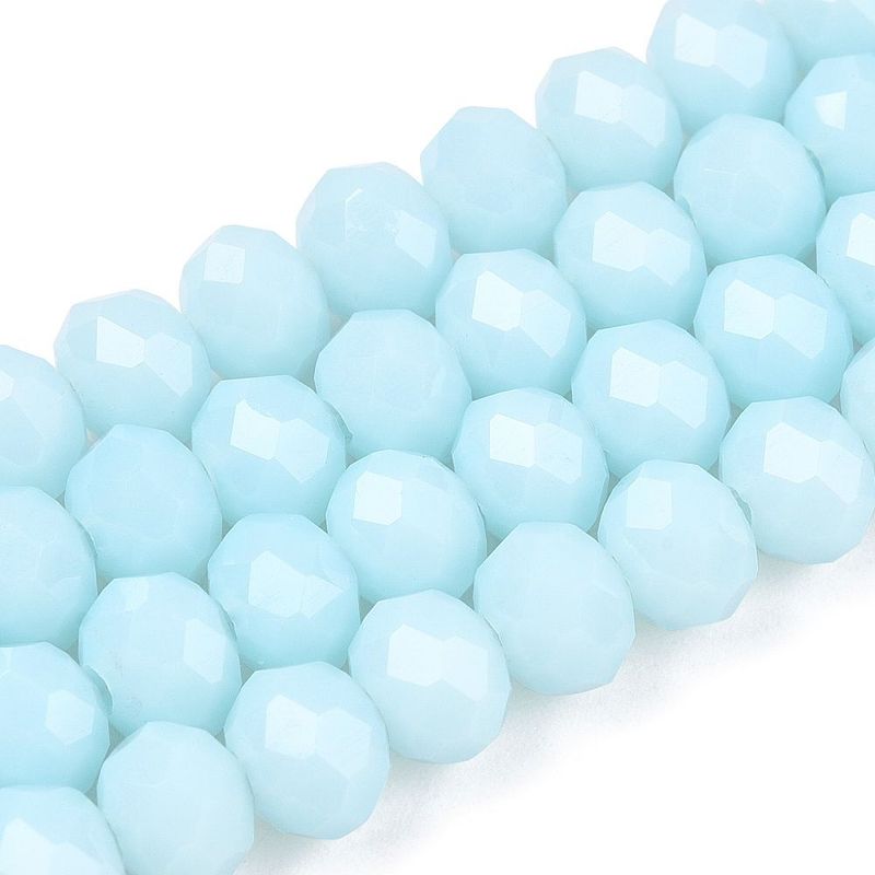 6x5mm Faceted Glass Rondelles in Light Blue, 1 Strand