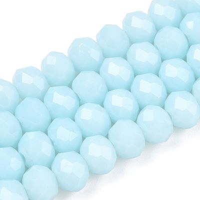 6x5mm Faceted Glass Rondelles in Light Blue, 1 Strand