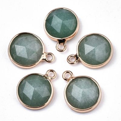 Green Aventurine Pendant with Gold Frame, 14x11x5mm Green Aventurine Pendant with Gold Frame, 14x11x5mm