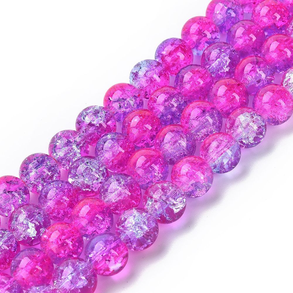 25 x 10mm Crackle Glass in Two Tone Pink 25 x 10mm Crackle Glass in Two Tone Pink
