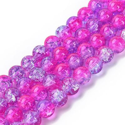 25 x 10mm Crackle Glass in Two Tone Pink