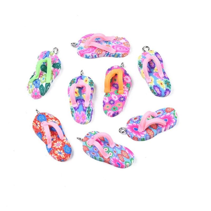 Polymer Clay Flip Flop Charms, 30x13mm