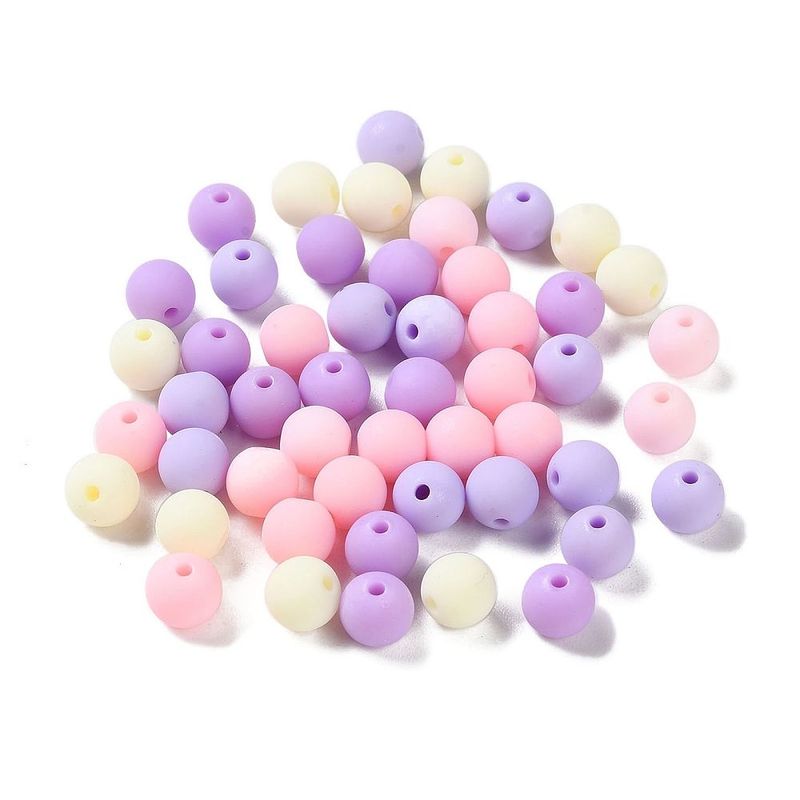 50 x 8mm Rubberized Acrylic Beads, Pink & Purple