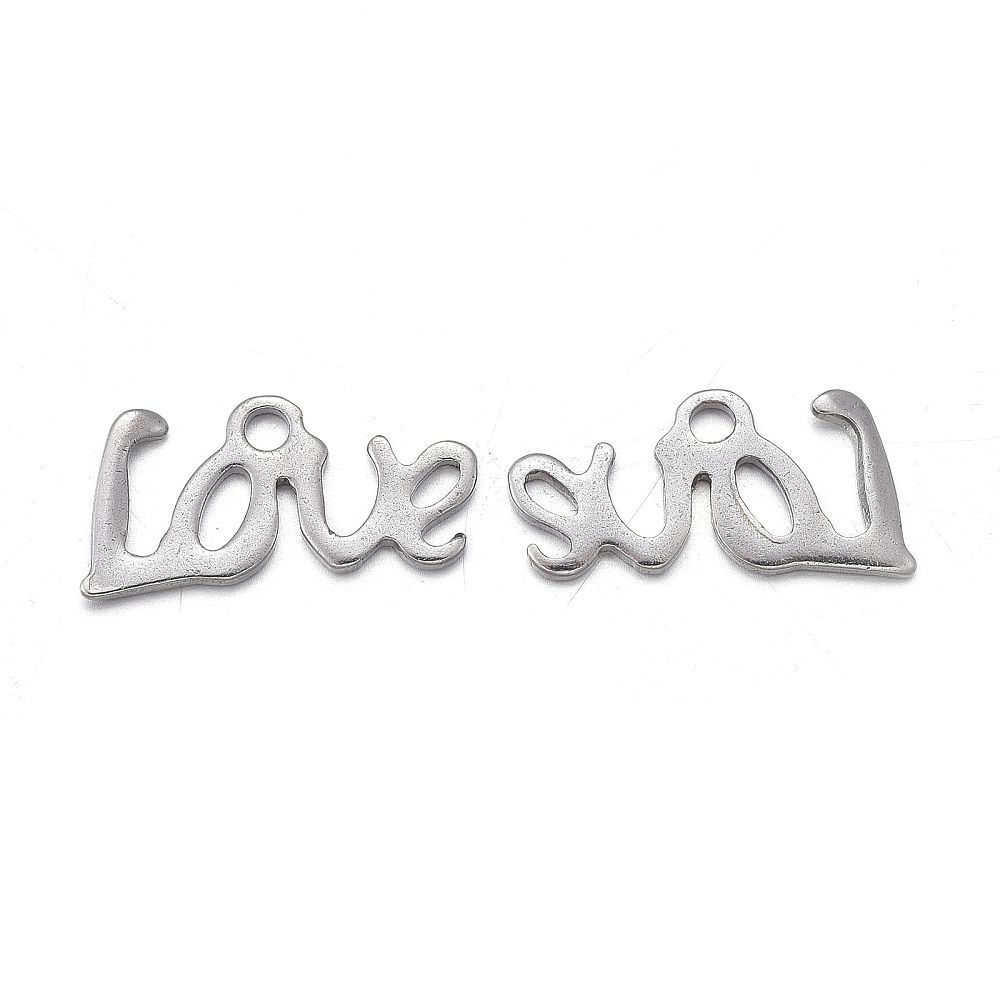 Stainless Steel 'Love' Charm, 6x12mm Stainless Steel 'Love' Charm, 6x12mm