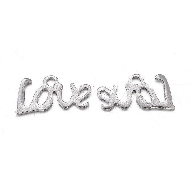 Stainless Steel 'Love' Charm, 6x12mm