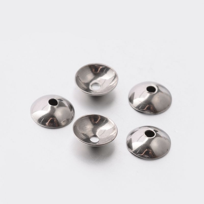 50 x Stainless Steel Bead Caps, 6x2mm
