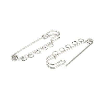 Antique Silver Brooch Pins, 3 Loops, 50x16x4mm