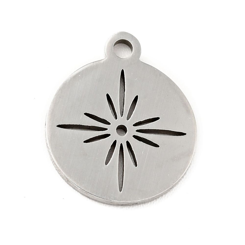 Stainless Steel Star Charm/Pendant, 14x11x1mm