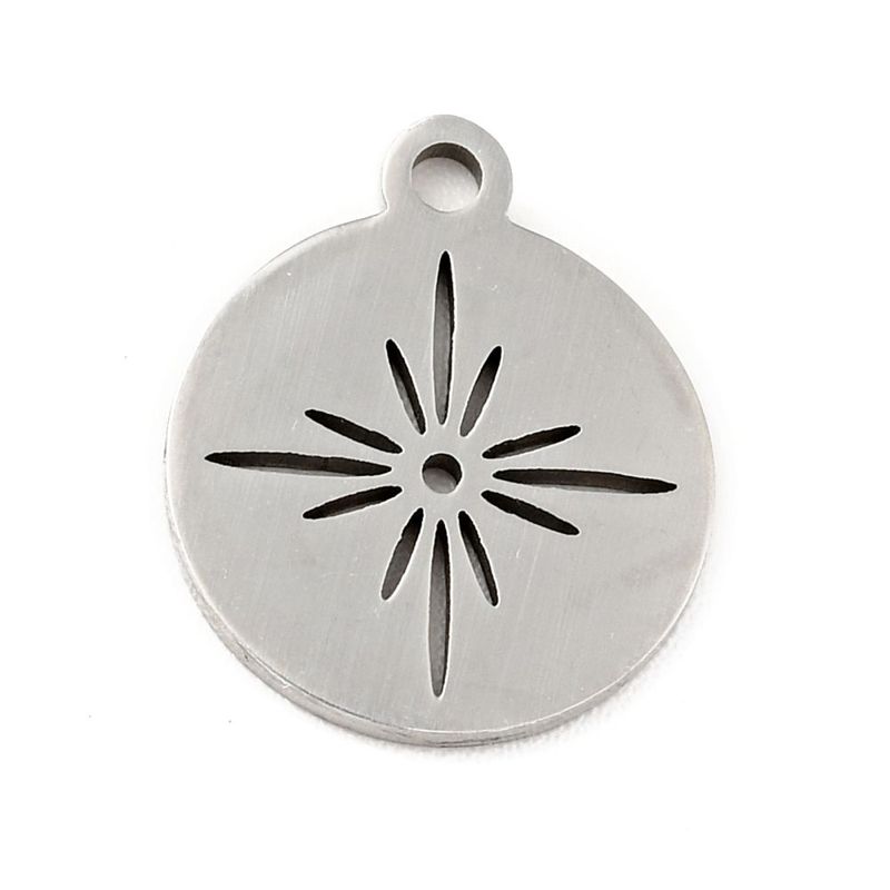 Stainless Steel Star Charm/Pendant, 14x11x1mm