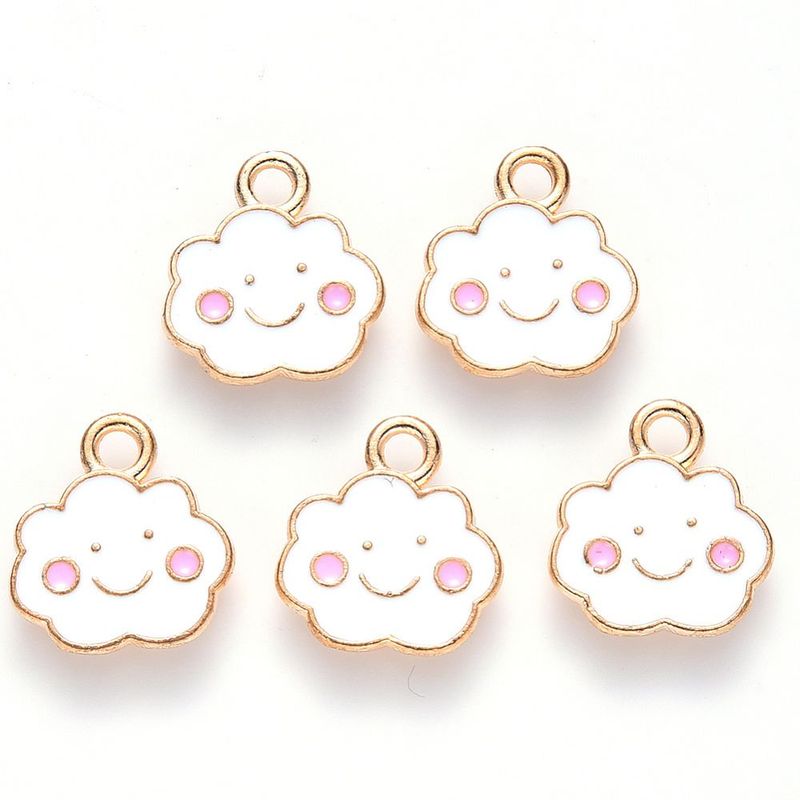 Enamel & Light Gold Cloud Charm, 13x12mm