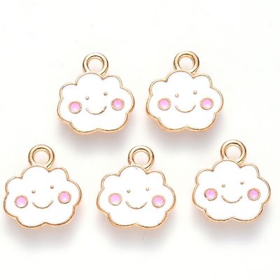 Enamel & Light Gold Cloud Charm, 13x12mm