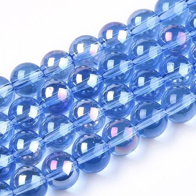 Electroplated Glass Beads in Baby Blue with AB Finish, 6mm, 1 Strand Electroplated Glass Beads in Baby Blue with AB Finish, 6mm, 1 Strand