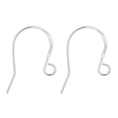 Sterling Silver Ear Hooks, 1 Pair