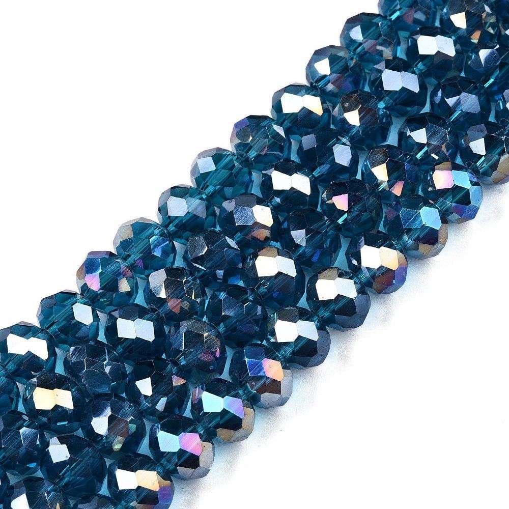 8x6mm Faceted Glass Rondelles in Teal