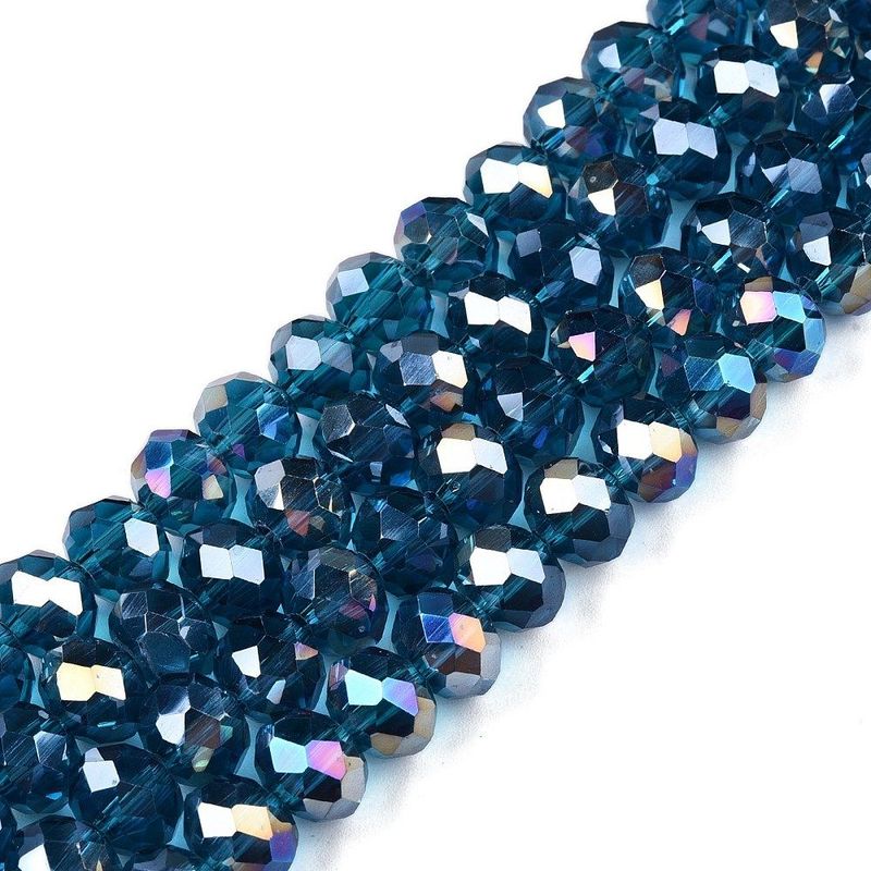 8x6mm Faceted Glass Rondelles in Teal