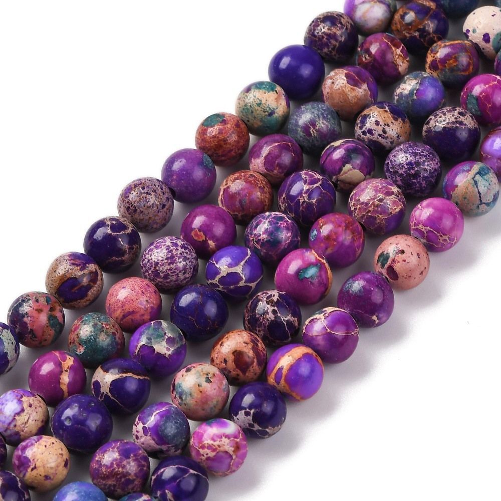 Natural Imperial Jasper Beads, Purple, 6mm