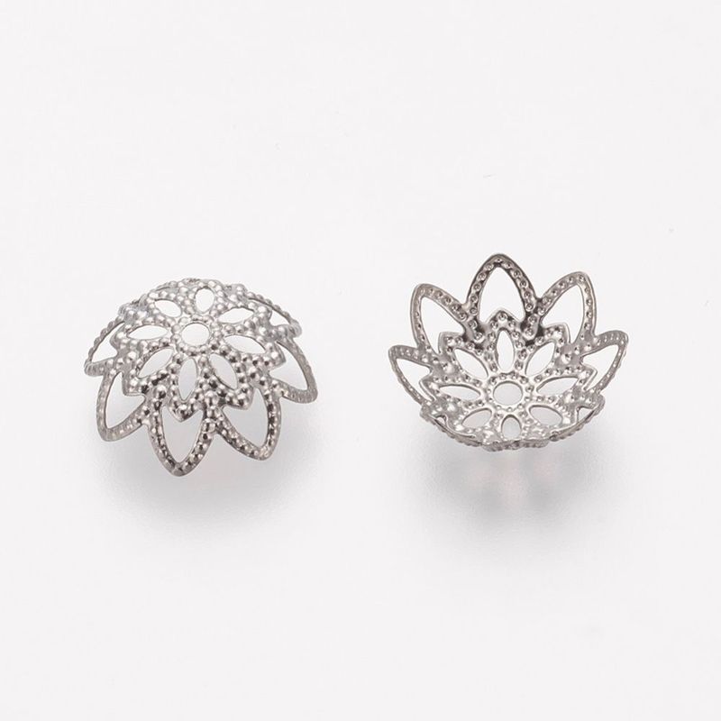 50 x Stainless Steel Filigree Bead Caps, 10x4mm