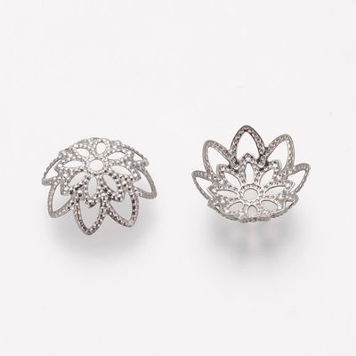 50 x Stainless Steel Filigree Bead Caps, 10x4mm