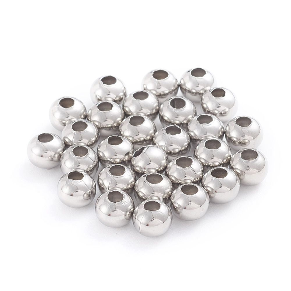 50 x Stainless Steel Beads, 6mm
