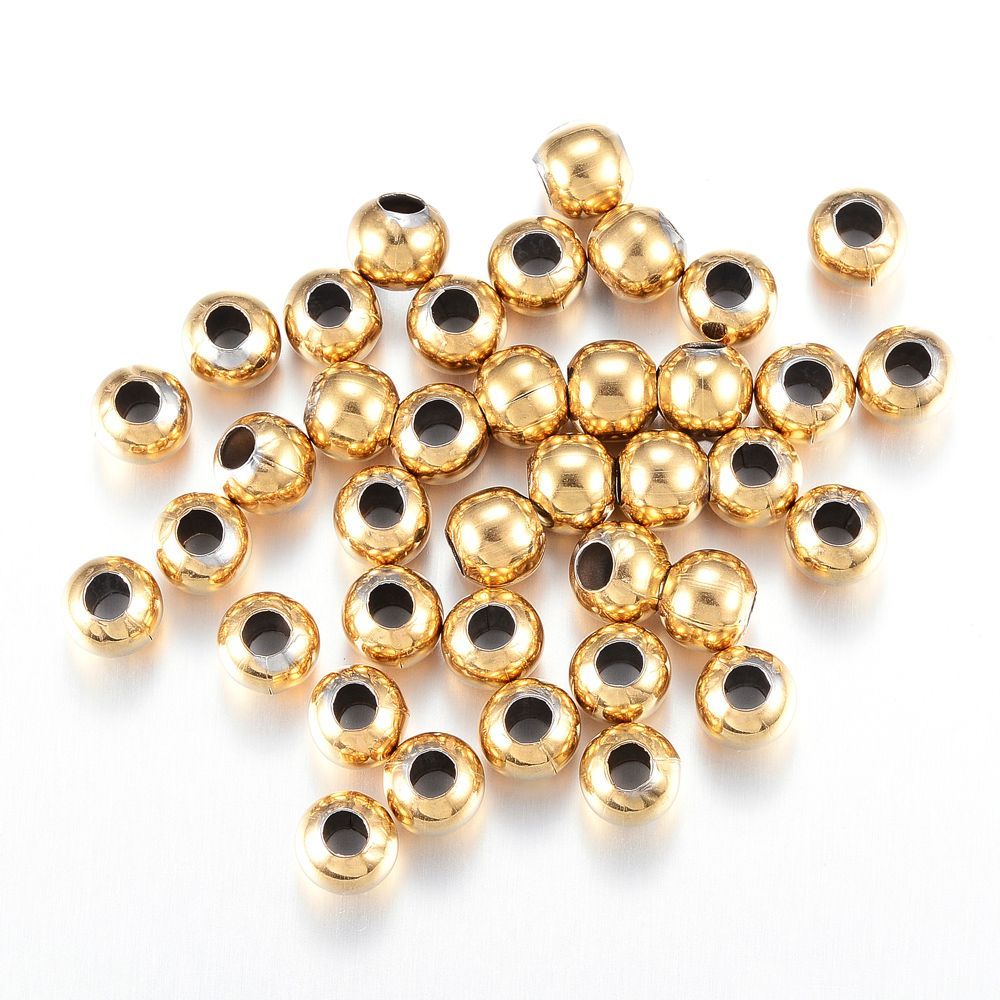 30 x Stainless Steel Beads in Gold, 8mm