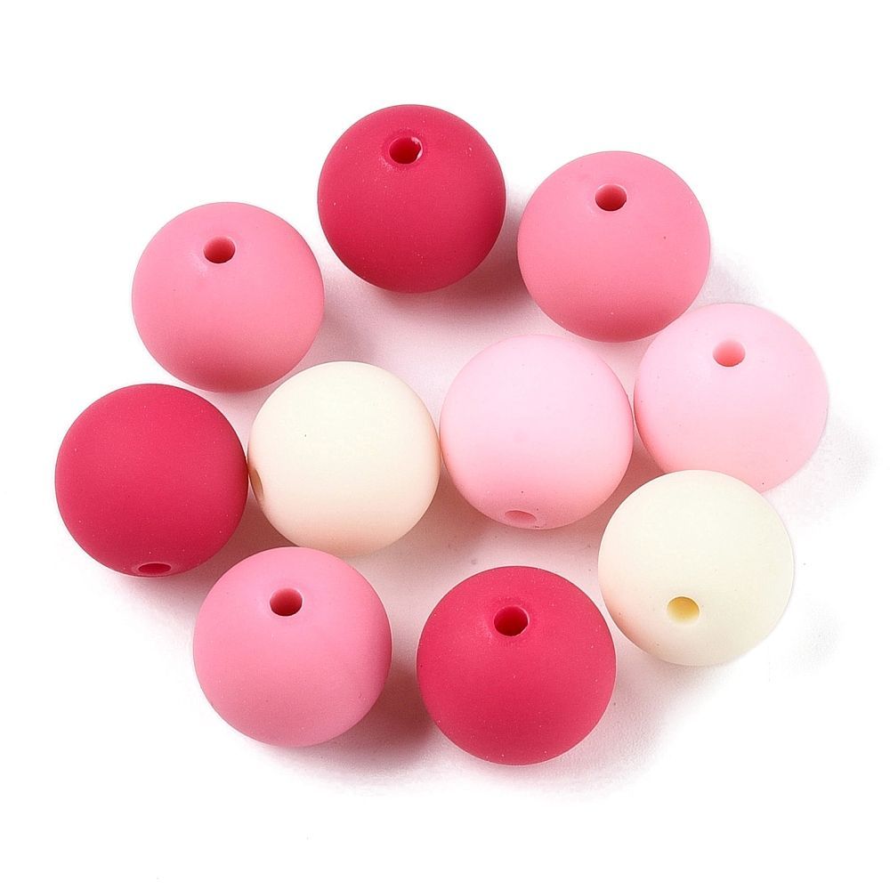 30 x 11mm Rubberized Acrylic Beads, Mixed Red/Pink