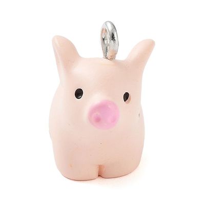 Resin Pink Pig Charm/Pendant, 18x20mm Resin Pink Pig Charm/Pendant, 18x20mm