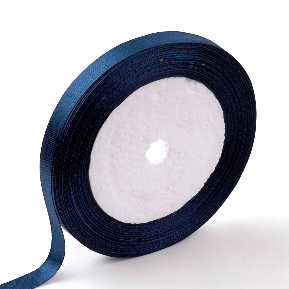 6mm Satin Ribbon, Dark Navy Blue, 22m