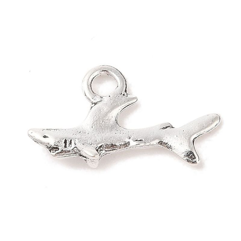 Antique Silver Shark Charm, 24x13x5mm