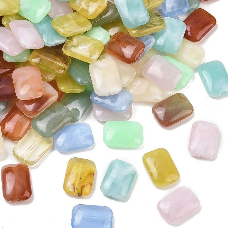 25 x Imitation Gemstone Acrylic Beads, Mixed Pastels, 20x14x6mm