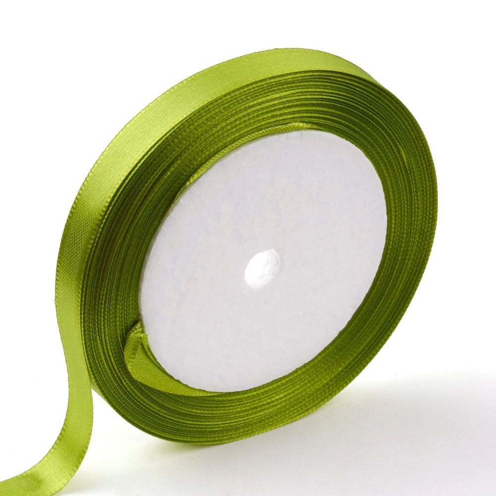 6mm Satin Ribbon, Olive Green, 22m