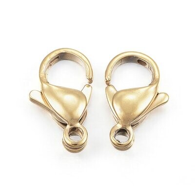 10 x Stainless Steel Gold Lobster Clasps & Split Rings, 11x7mm