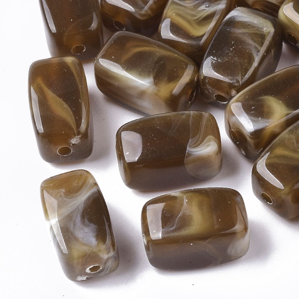 30 x Cuboid Acrylic Marbled Beads in Coffee Brown, 13x7mm 30 x Cuboid Acrylic Marbled Beads in Coffee Brown, 13x7mm