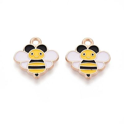 Enamel & Gold Bee Charm, 15x15mm Enamel & Gold Bee Charm, 15x15mm
