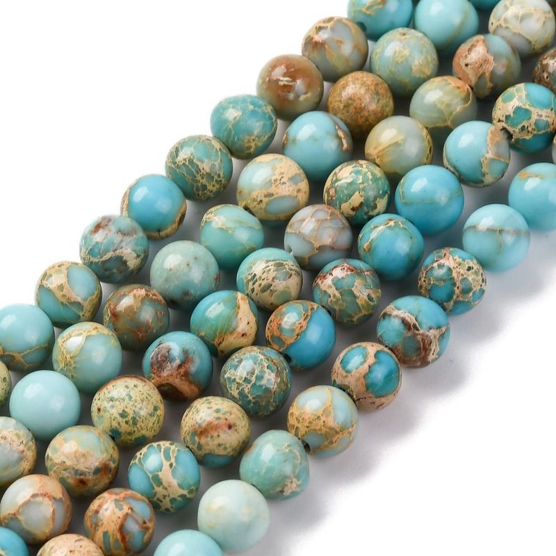 Natural Imperial Jasper Beads, Light Sea Green, 6mm