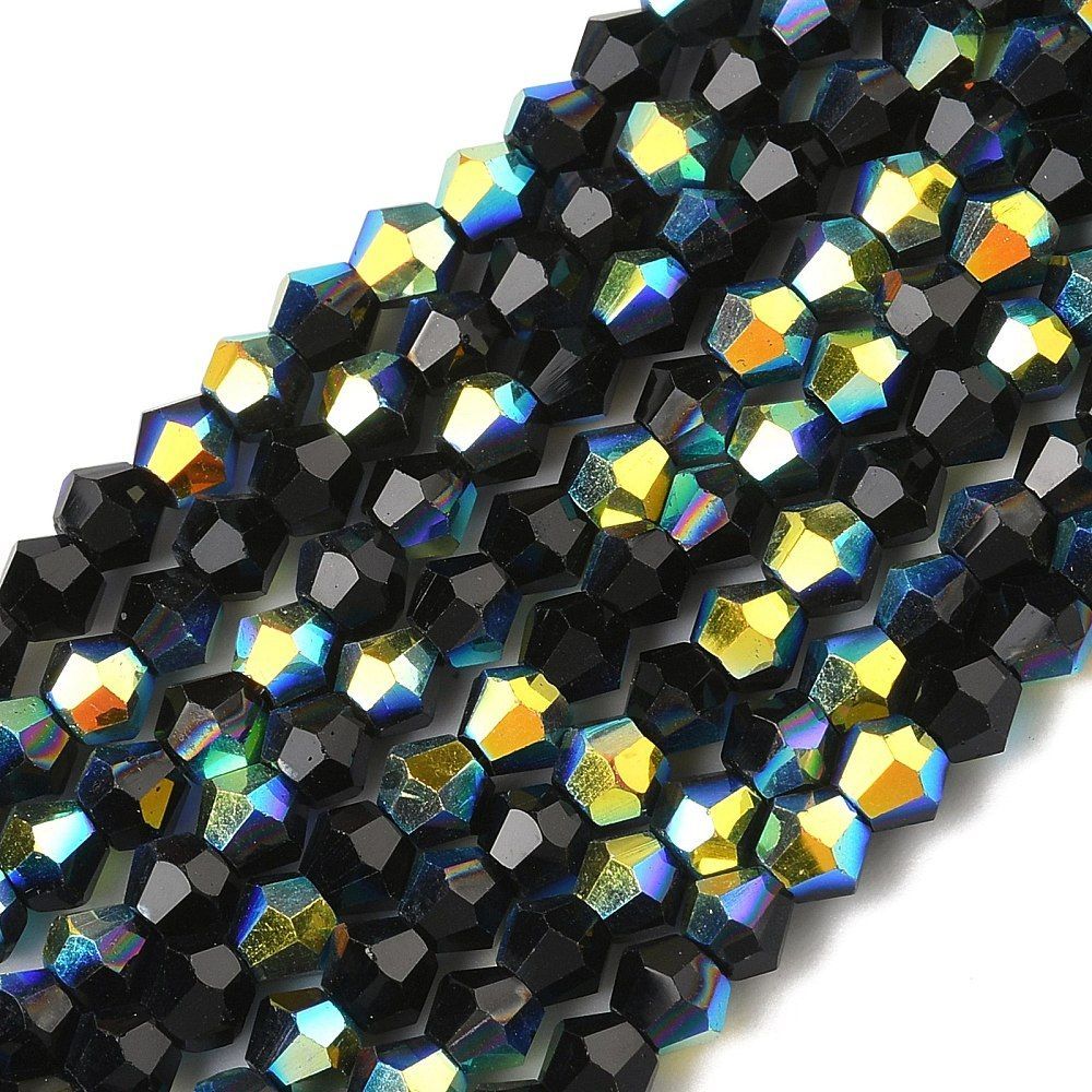 4mm Electroplated Bicone Crystals in Black 4mm Electroplated Bicone Crystals in Black