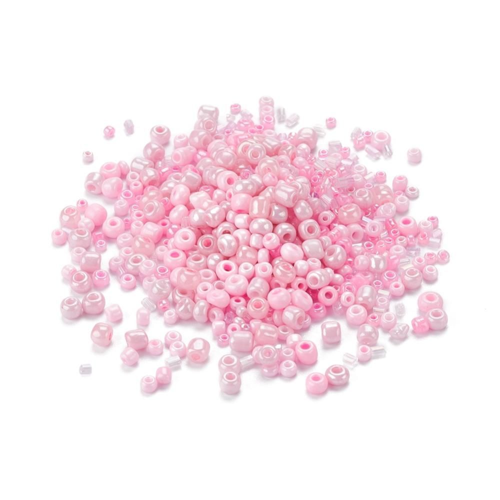 50g Seed and Bugle Bead Mix, Pink 50g Seed and Bugle Bead Mix, Pink