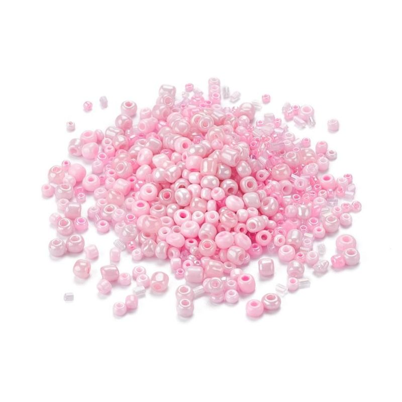 50g Seed and Bugle Bead Mix, Pink