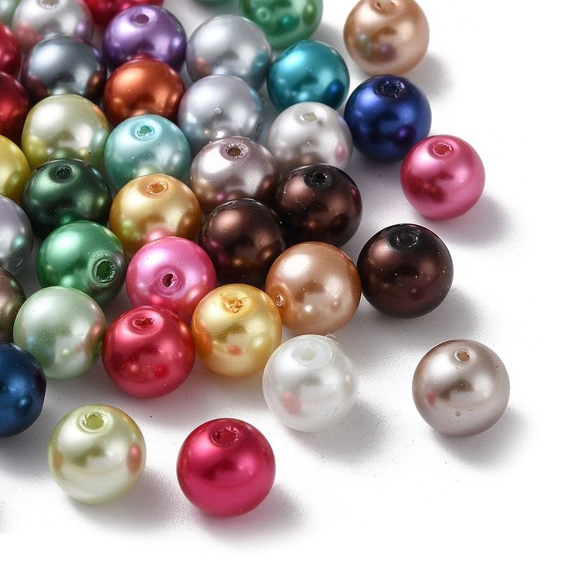 30 x 10mm Glass Pearls, Mixed Colours